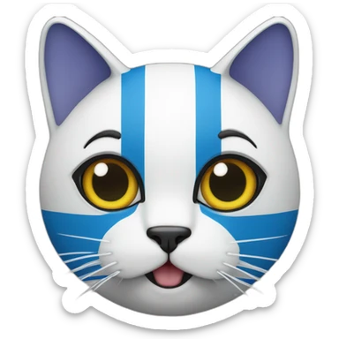 a 3d face of a cat with a guatemalan flag as a background sticker