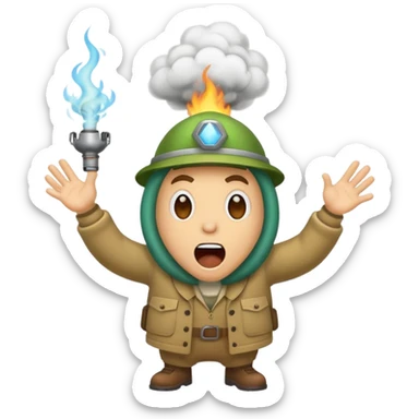 forest lab character shouting eureka with smoke burst sticker