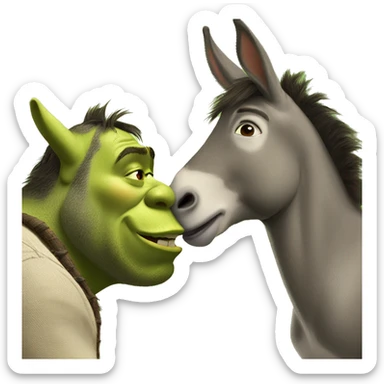 Shrek kissing donkey  sticker