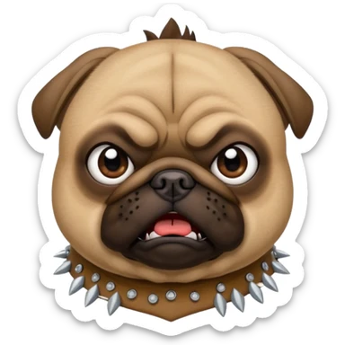 angry pug dog with spiked collar emoji style iPhone sticker