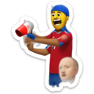 A football hooligan holding a red pyro while singing in the stands at Ibrox Stadium sticker