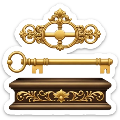 key in the horizontal position old and ornate sticker