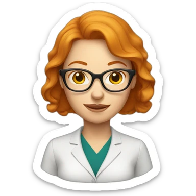 Woman teacher ginger head with glasses sticker
