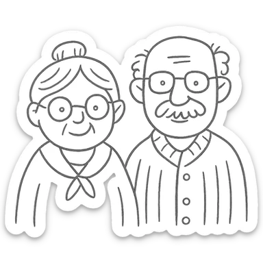 elderly white grandmother and grandfather together sticker