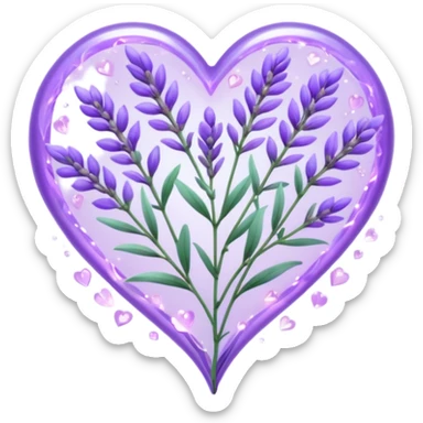 create a holographic lavender plant that wraps around a lavender colored heart sticker