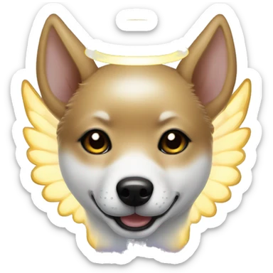 Black Shiba Inu angel | face | fantasy | halo | innocent | smiling face with halo sticker