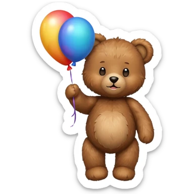 Teddy bear with colourful balloon in hand sticker