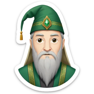 albus dumbledore from harry potter with green turkish fez hat and decorative motifs, no gem sticker