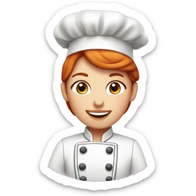 A redhead pastry chef making a cake sticker