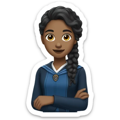 Ravenclaw Girl black wavy hair very light brown skin sticker