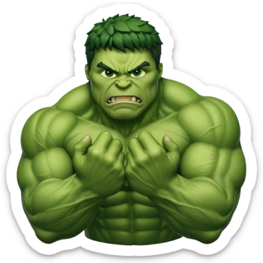 big muscular green cool hulks fist with 5 fingers sticker