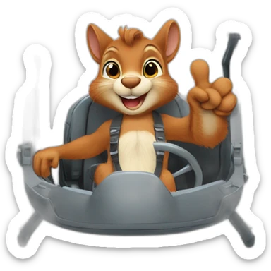 squirrel thumbs up from cockpit canopy open sticker