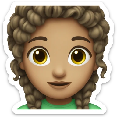 pretty girl with dark brown hair and green eyes sticker