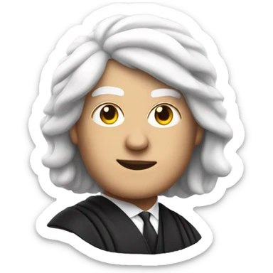 white UK judge with wig at an angle sticker