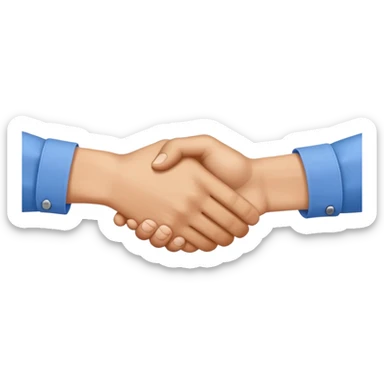 Handshake gesture with hands wearing blue shirt sleeves sticker