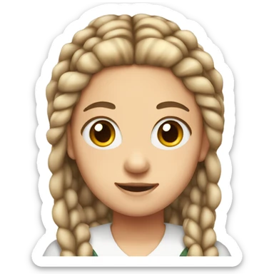 teenager girl with braids with a white bow in her hair  sticker