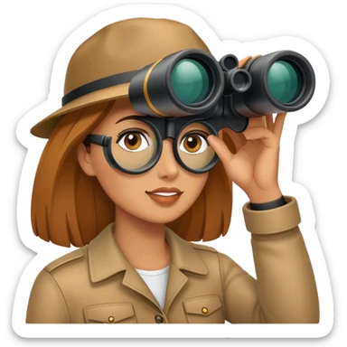 Woman looking through binoculars sticker