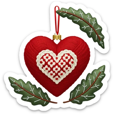 Melrose embroidered wool red heart ornament sticker