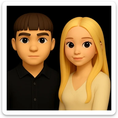 Increase the free space between the guy and the girl, separate them from each other, keep the rest unchanged. The original style is 3d-emoji, please maintain the 3d-emoji look in the edit. sticker