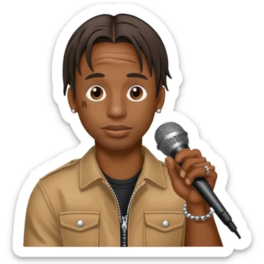 Travis Scott emoji with microphone performing on stage sticker