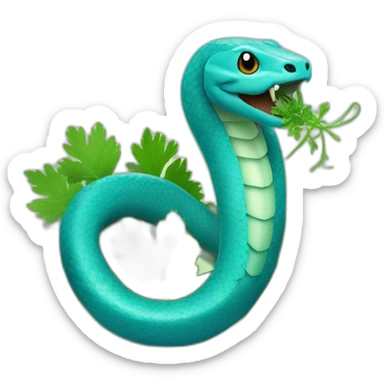 Blue Snake with parsley and cilantro around head sticker