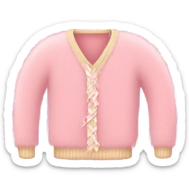 Light pink fuzzy sweater with ribbons   sticker