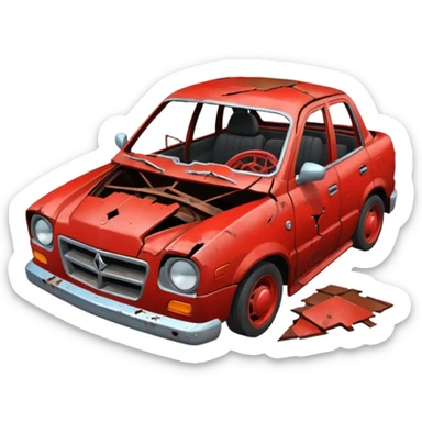 crashed car sticker