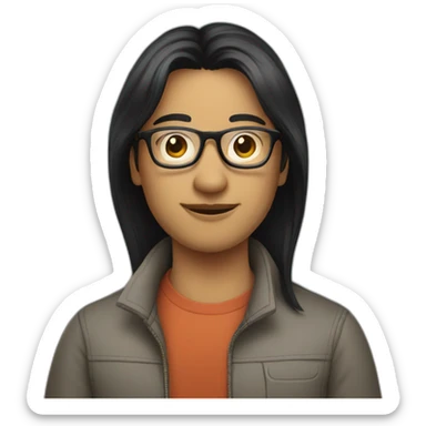 UX Designer with black hair and glasses sticker