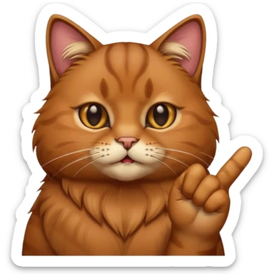 Brown cat with middle finger sticker