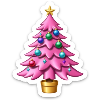 pink christmas tree sticker