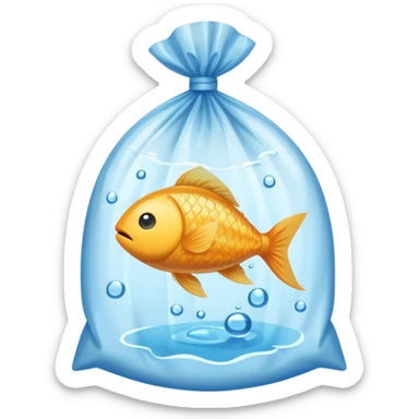  one ios  fish inside a plastic bag with water sticker