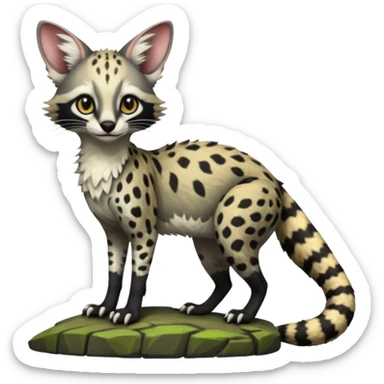 Epic complex detailed realistic aesthetic-scenic-Fakémon-Trico-Sergal-Civet-Genet-Serval-Vernid-creature sticker