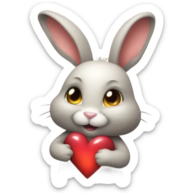 Rabbit with love in the chest sticker