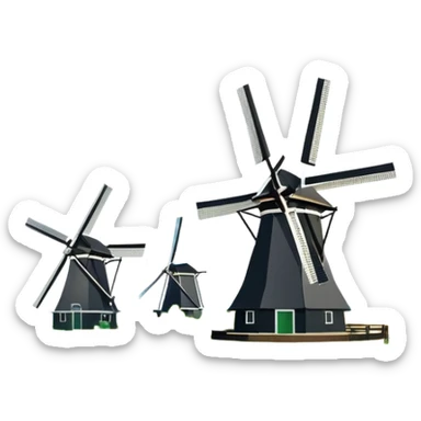 cinematic-realistic-kinderdijk-windmills-landmark-emoji,-showcasing-traditional-dutch-windmills-aligned-along-a-tranquil-canal,-with-lush-green-fields in a picture frame sticker