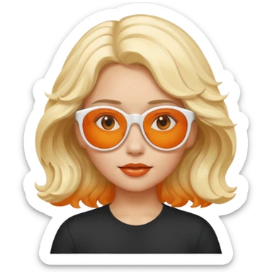 Girl with orange skin and wavy white/blonde hair with sunglasses on head sticker
