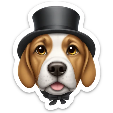 Dog wearing a hoodie with a top hat  sticker