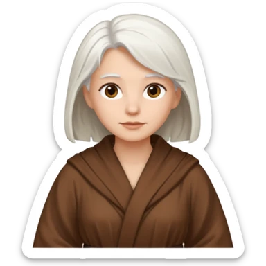 white haired woman in brown robe sticker