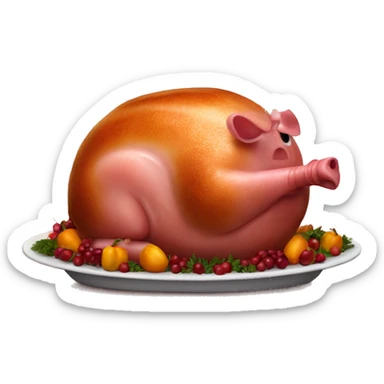 thanksgiving baked ham on a platter sticker
