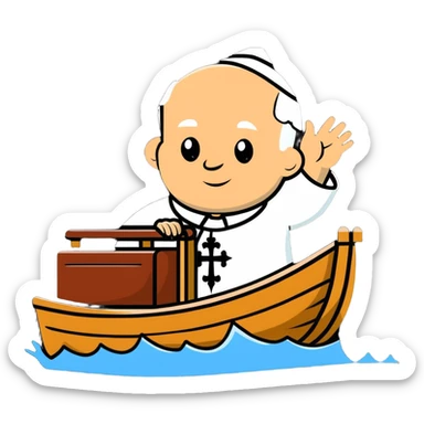 Pope John Paul II riding on a boat sticker