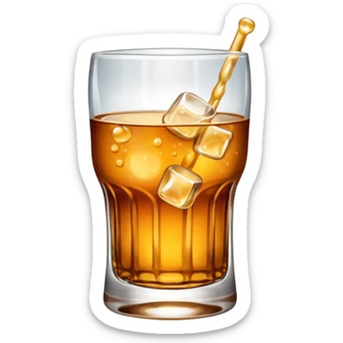 whiskey glass with fizzy beverage sticker