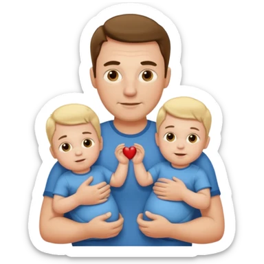Dad holding identical twin boys sticker