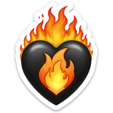 Corazón negro con fuigo sticker