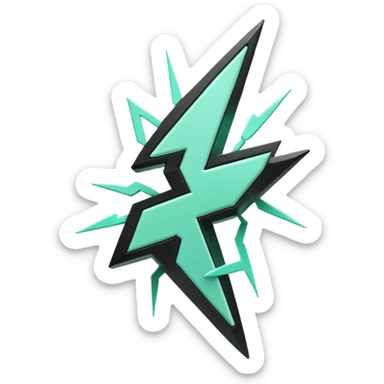 Énergie (Energy), 3D techy icon with black and mint green (#B5F4D3) color scheme, power lightning bolt with circuit patterns sticker