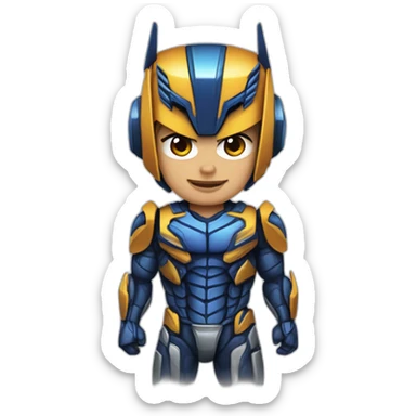 cuerpo de persona joven musculada con cabeza de transformer sticker