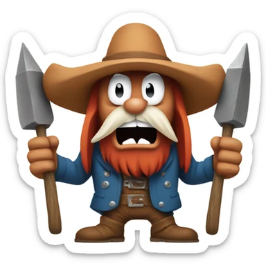 Yosemite Sam with hammers  sticker