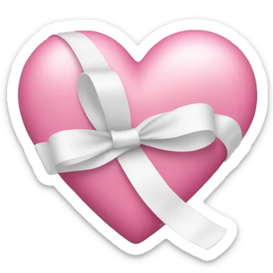 Pink heart with white ribbon  sticker
