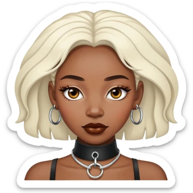 O ring choker black  woman  white-skin   sticker