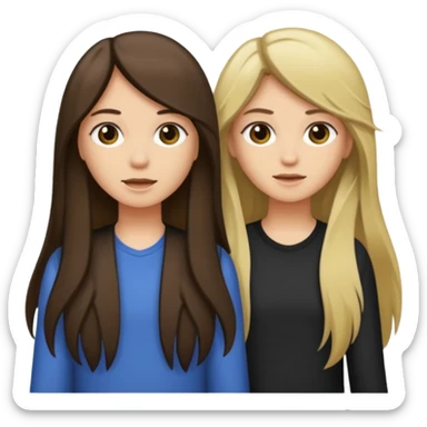 bestiess one with dark brown hair and one with dirty blonde hair long hair for both of them sticker