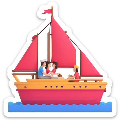 couple in love on a ship sticker