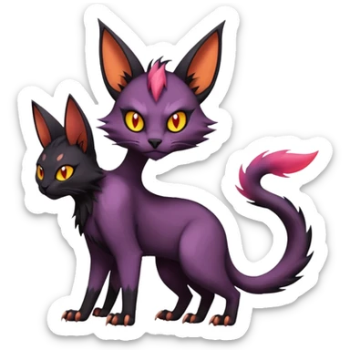 Black edgy Noivern-Noibat-Purloin-Torracat-Lykoi-Caracal-cat-Fakemon-fusion-hybrid-creature sticker